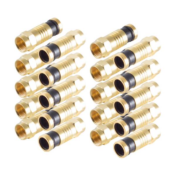 10x F-Kompressionsstecker gold für Kabel 7,2mm