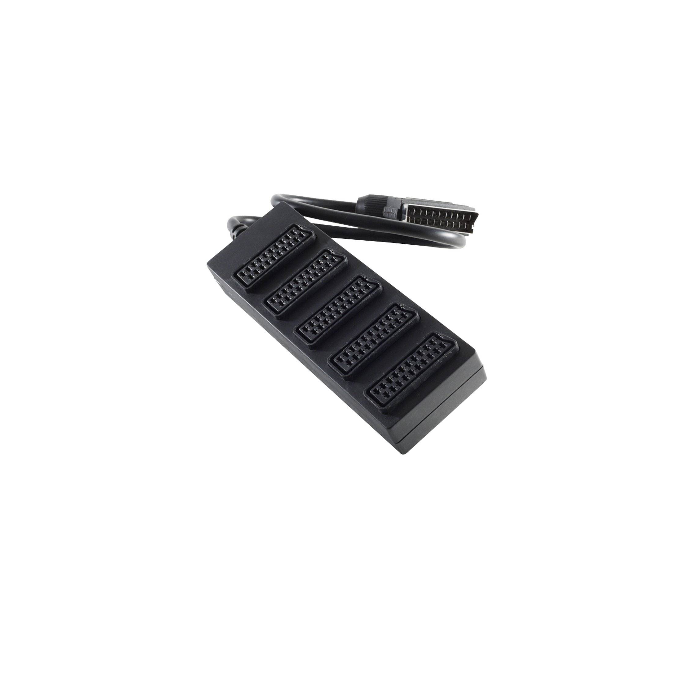 Scart-Verteiler, 5-fach, voll durchgeschaltet 0,5m-0