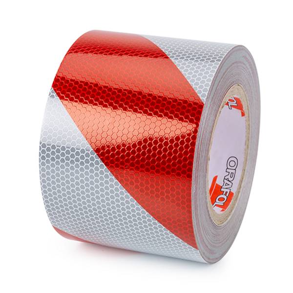 ORALITE Warnmarkierung hochreflektierend RA2 rot/weiß, rechtsweisend, Breite 100 mm