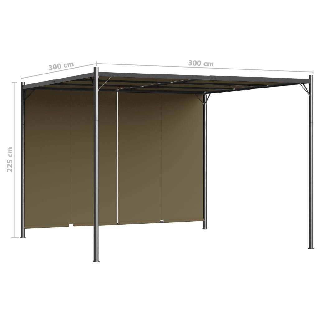 vidaXL Gartenpergola mit Ausziehbarem Dach 3x3 m Taupe 180 g/m²-5
