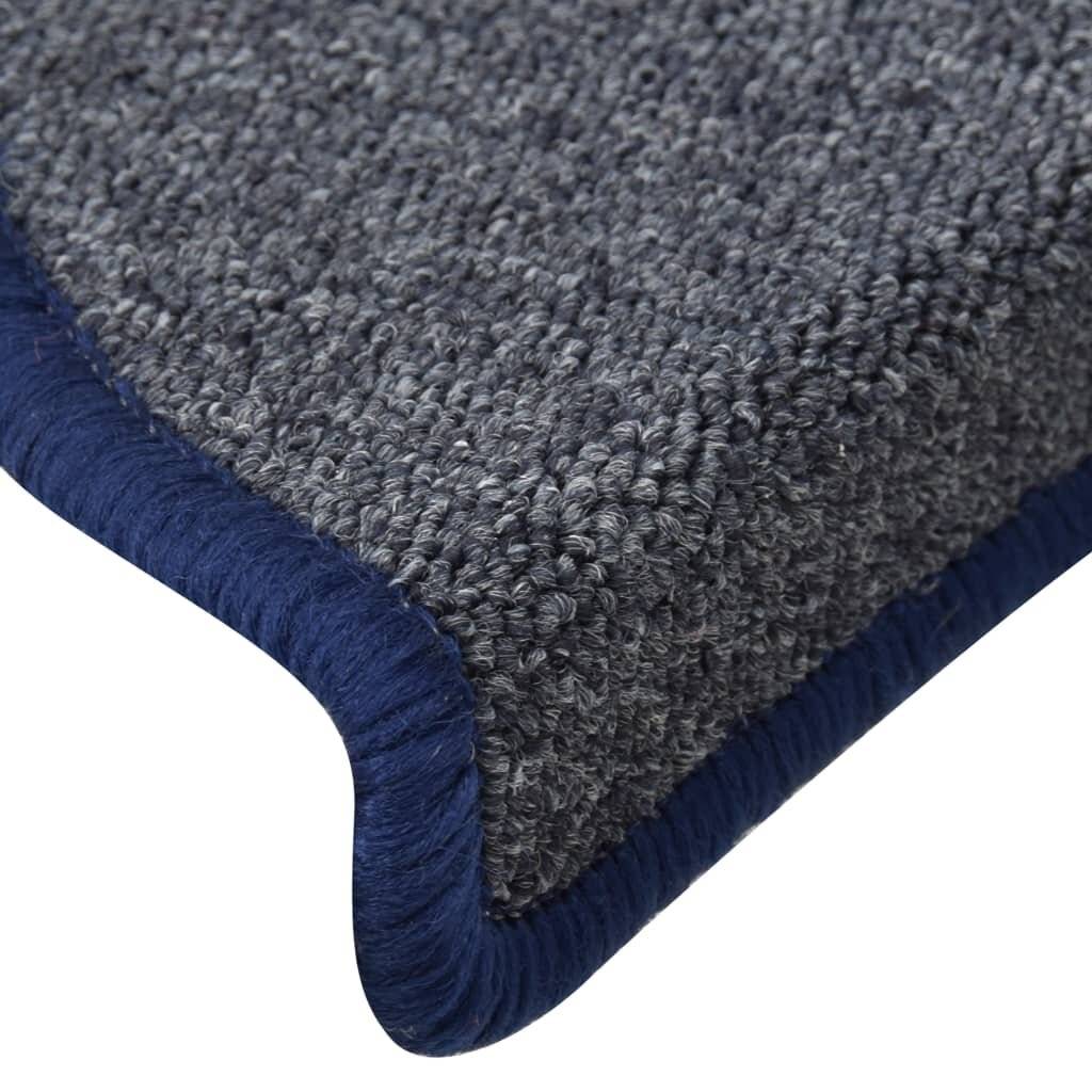 Treppenmatten 15 Stk. Dunkelgrau und Blau 56x17x3 cm-6