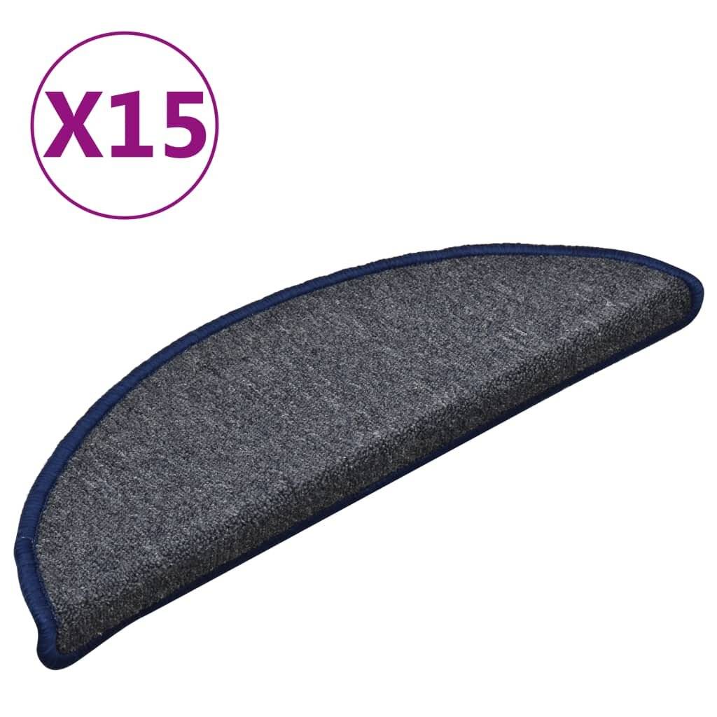 Treppenmatten 15 Stk. Dunkelgrau und Blau 56x17x3 cm-1