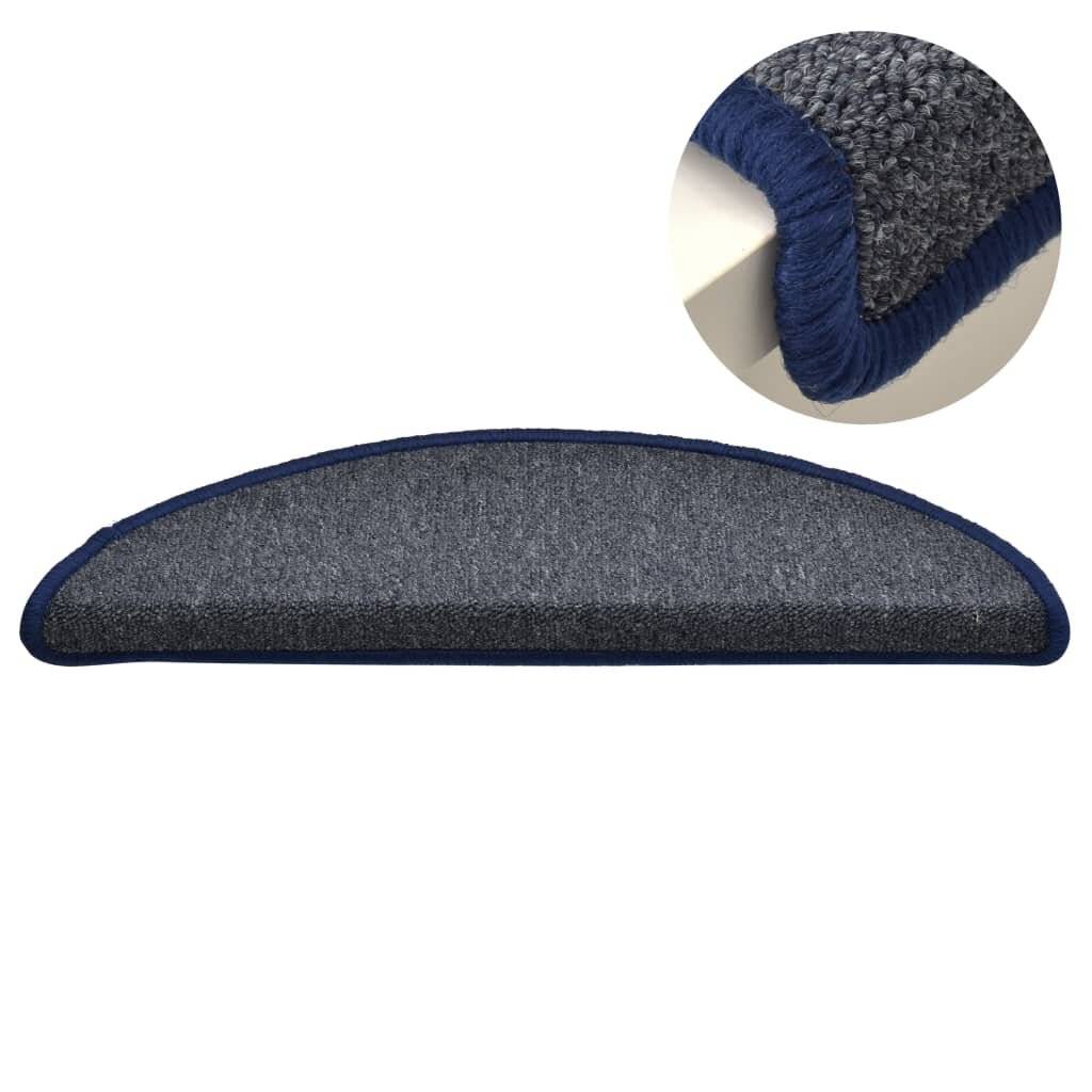 Treppenmatten 15 Stk. Dunkelgrau und Blau 56x17x3 cm-3