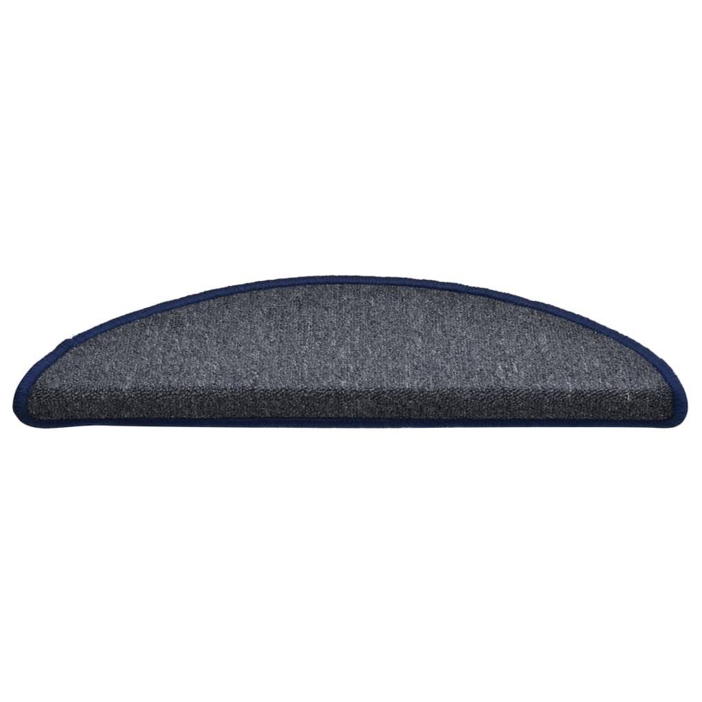 Treppenmatten 15 Stk. Dunkelgrau und Blau 56x17x3 cm-4
