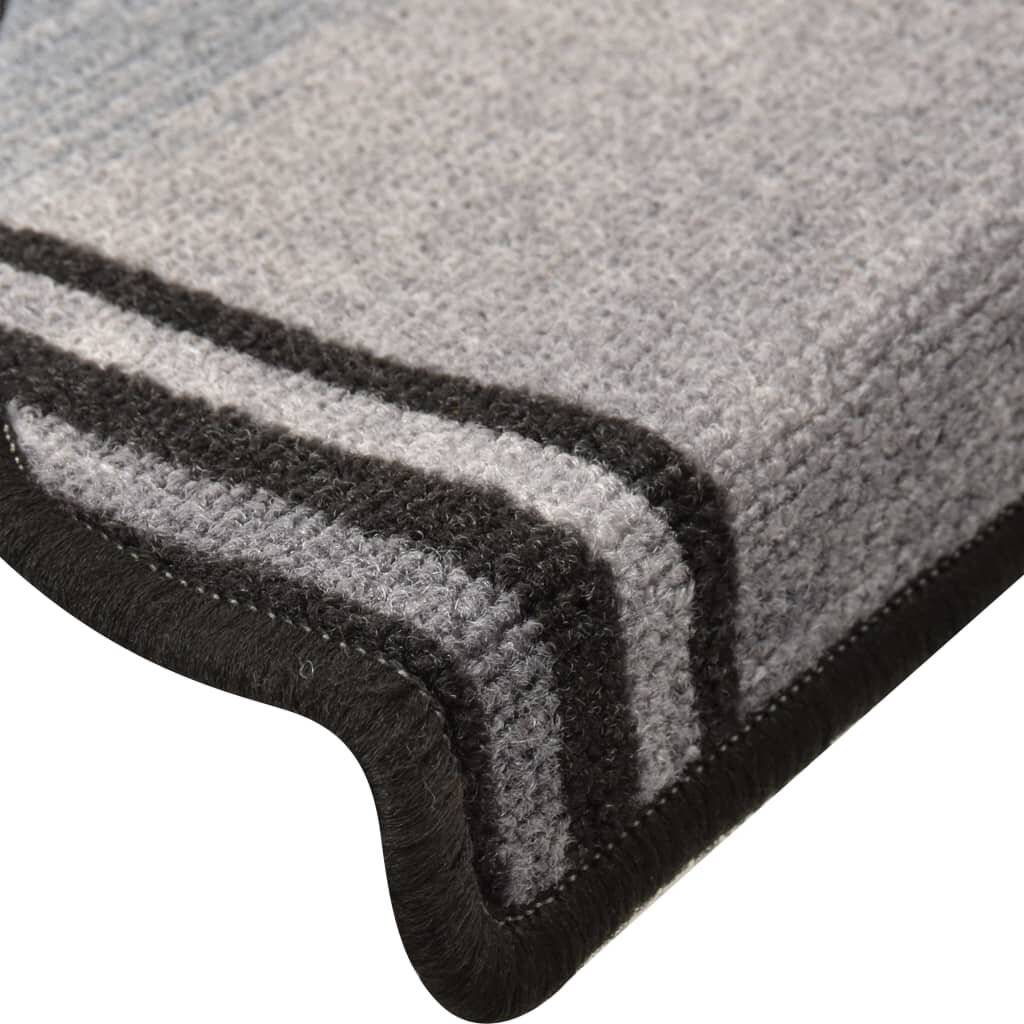 Treppenmatten Selbstklebend 15 Stk. Schwarz und Grau 65x21x4 cm-5