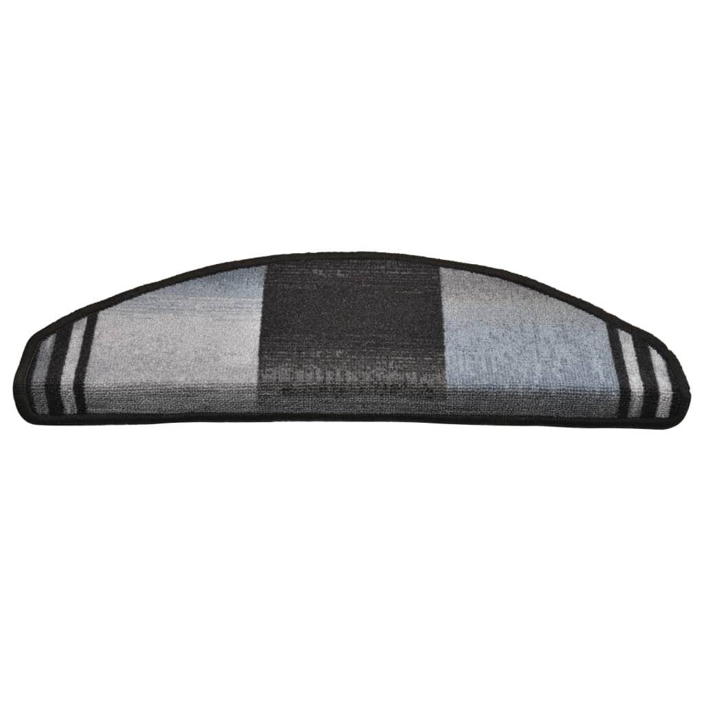 Treppenmatten Selbstklebend 15 Stk. Schwarz und Grau 65x21x4 cm-3