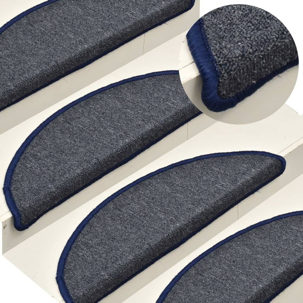 Treppenmatten 15 Stk. Dunkelgrau und Blau 65x24x4 cm-0