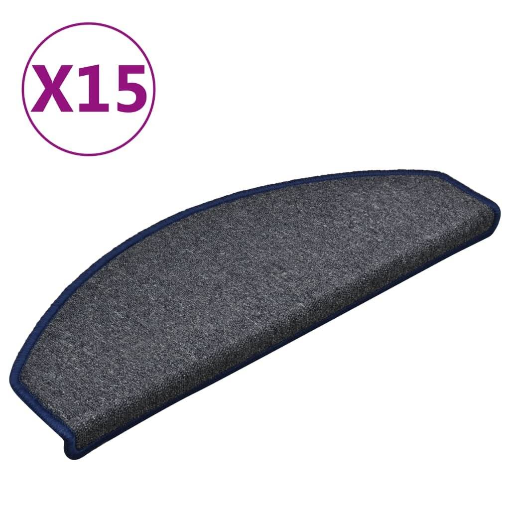 Treppenmatten 15 Stk. Dunkelgrau und Blau 65x24x4 cm-1