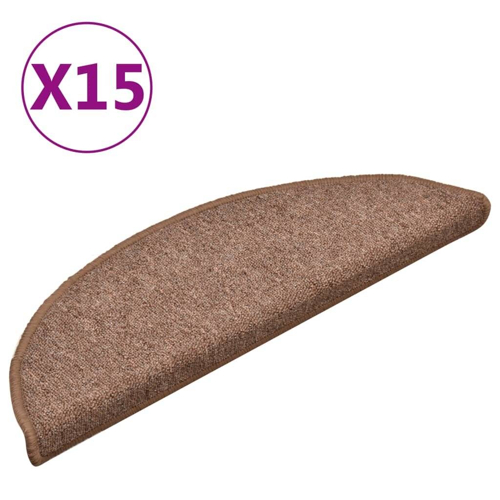 Treppenmatten 15 Stk. Braun 56x17x3 cm-1