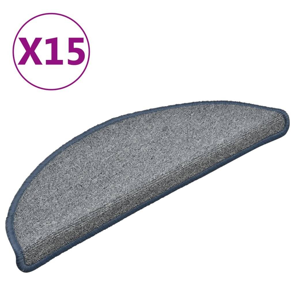 Treppenmatten 15 Stk. Hellgrau und Blau 56x17x3 cm-1