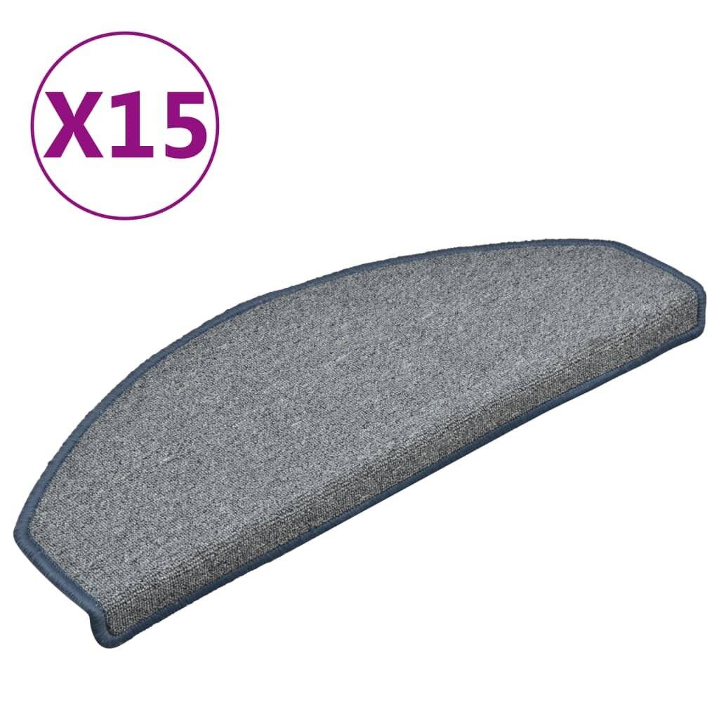 Treppenmatten 15 Stk. Hellgrau und Blau 65x24x4 cm-1