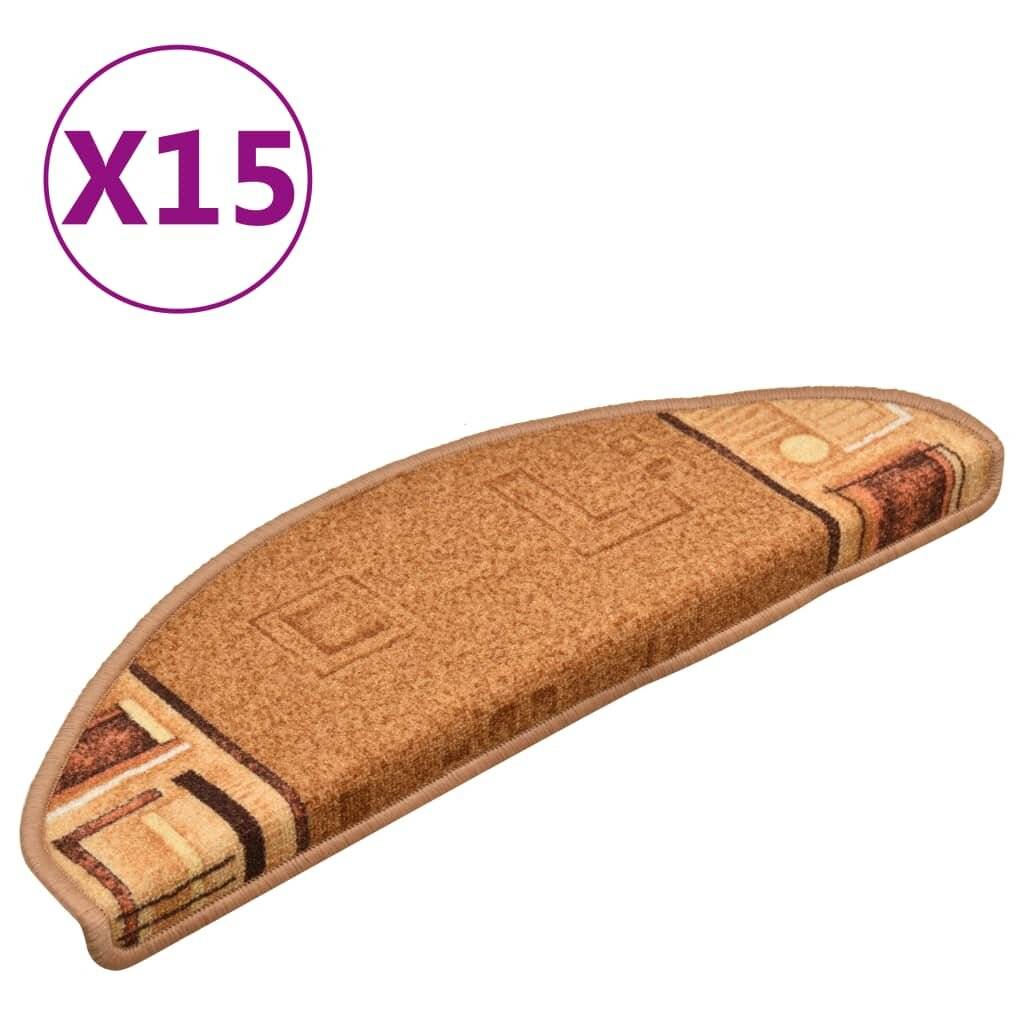 Treppenmatten Selbstklebend 15 Stk. Beige 65x21x4 cm-1