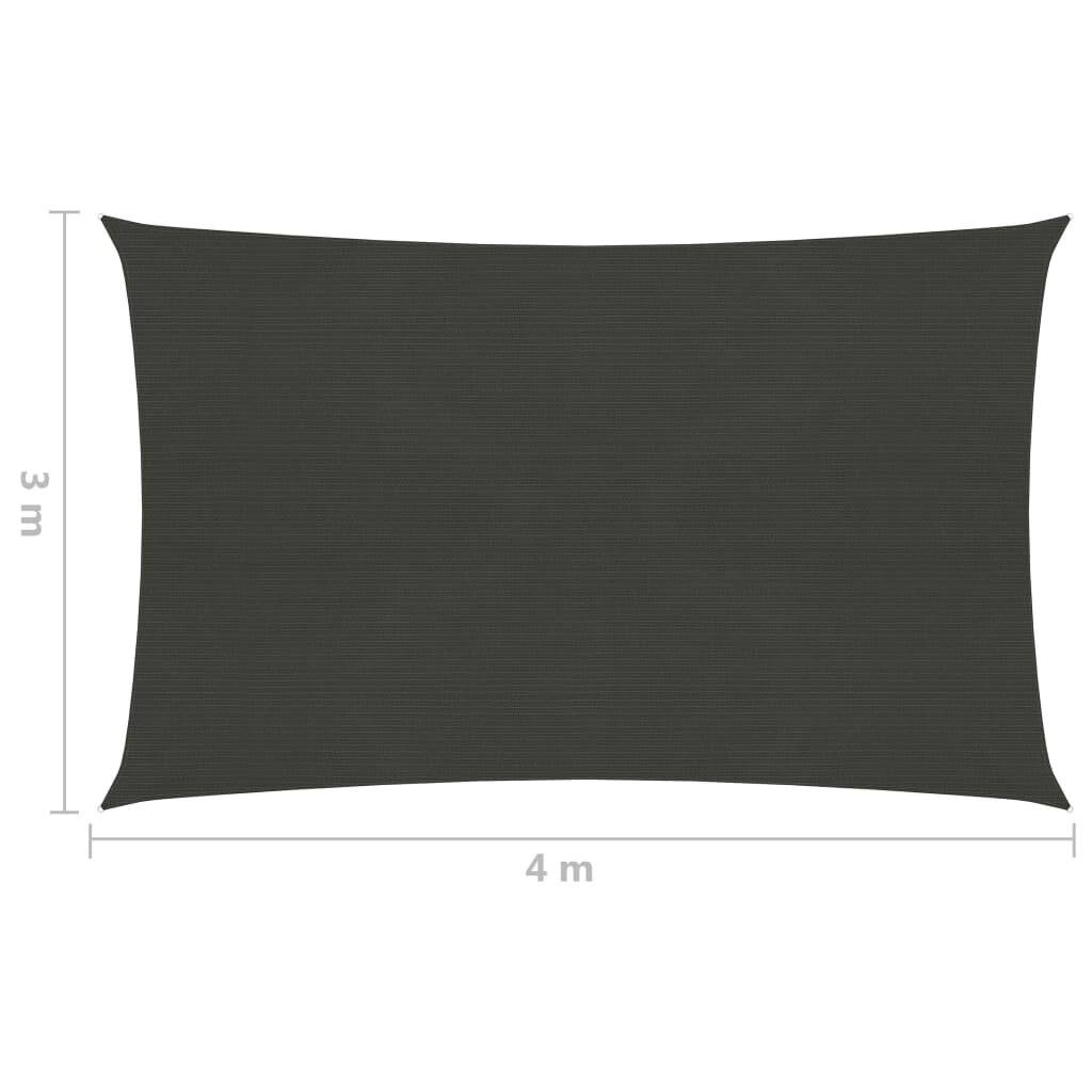 vidaXL Sonnensegel 160 g/m² Anthrazit 3x4 m HDPE-5