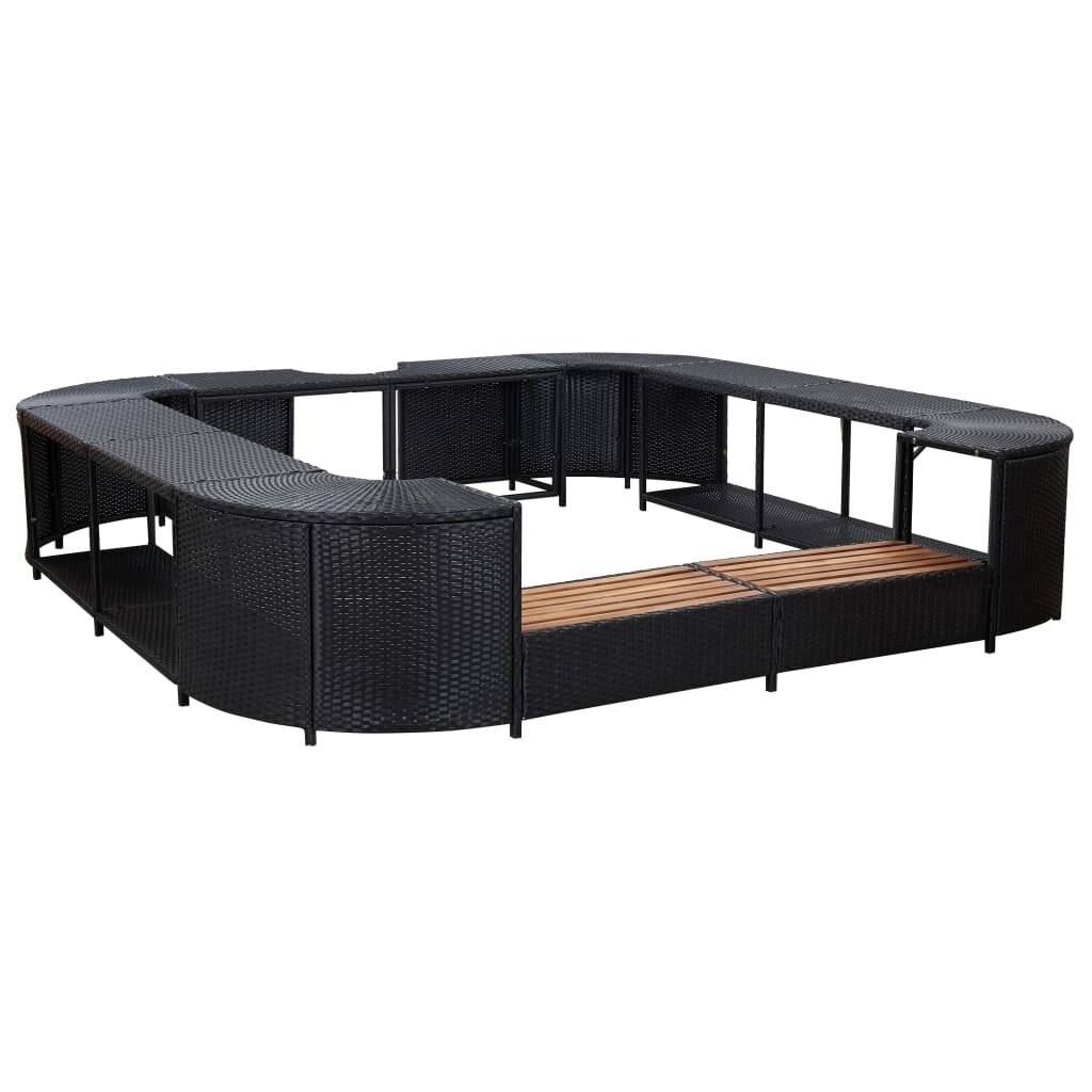 vidaXL Whirlpool-Umrandung Quadratisch Schwarz 268x268x55 Poly Rattan-5