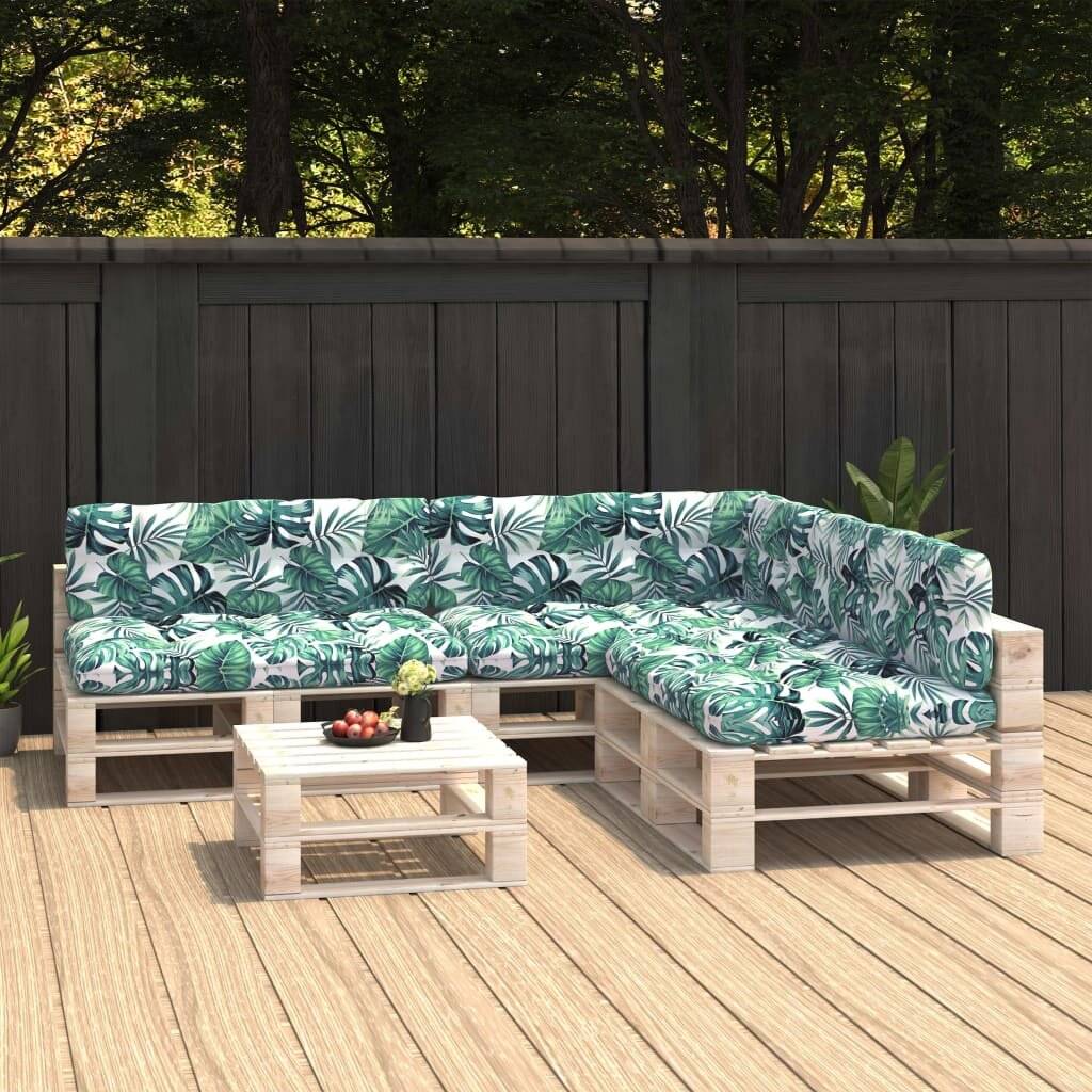 Palettensofa-Auflagen 7 Stk. Blattmuster-0