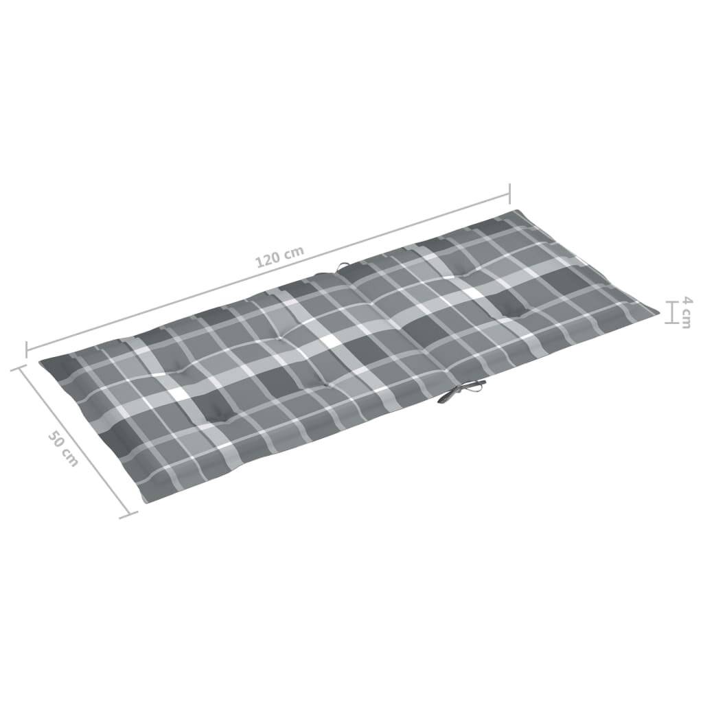 Gartenstuhlauflagen 4 Stk. Grau Karomuster 120x50x4 cm-5