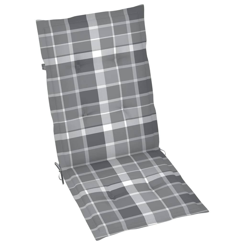 Gartenstuhlauflagen 4 Stk. Grau Karomuster 120x50x4 cm-1