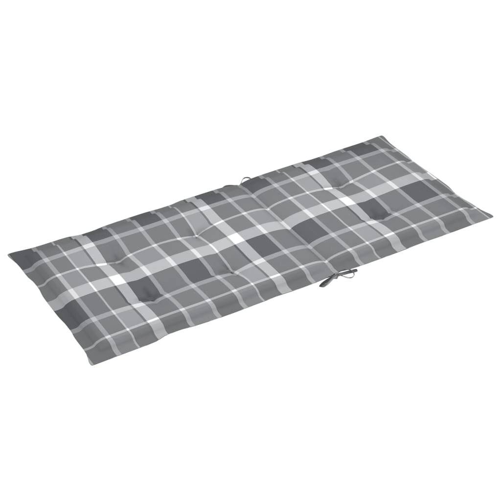Gartenstuhlauflagen 4 Stk. Grau Karomuster 120x50x4 cm-2