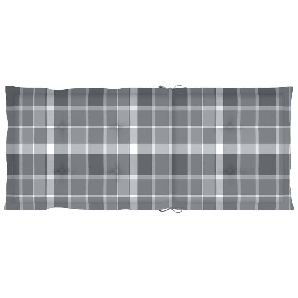 Gartenstuhlauflagen 4 Stk. Grau Karomuster 120x50x4 cm-3