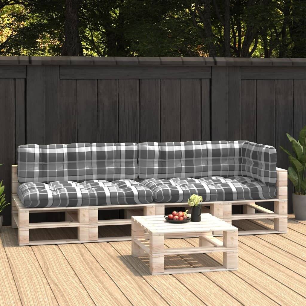 Palettensofa-Auflagen 5 Stk. Grau Karomuster-0