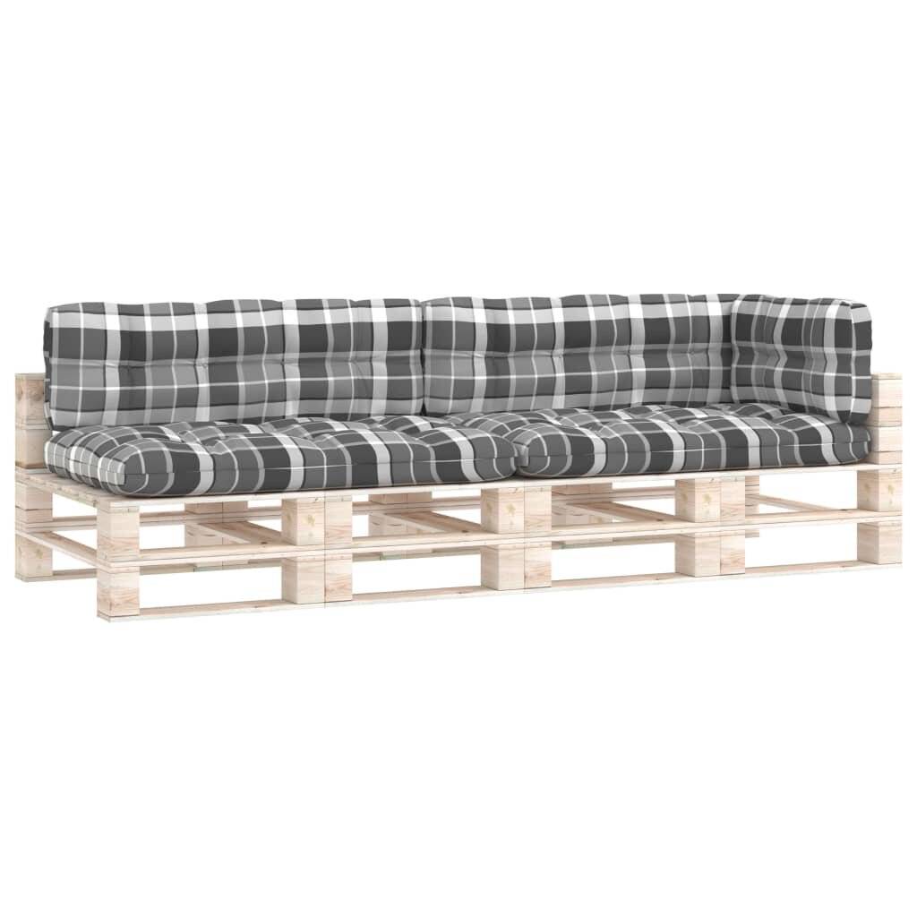 Palettensofa-Auflagen 5 Stk. Grau Karomuster-1