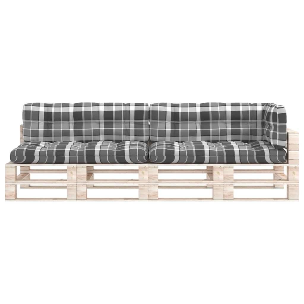 Palettensofa-Auflagen 5 Stk. Grau Karomuster-2