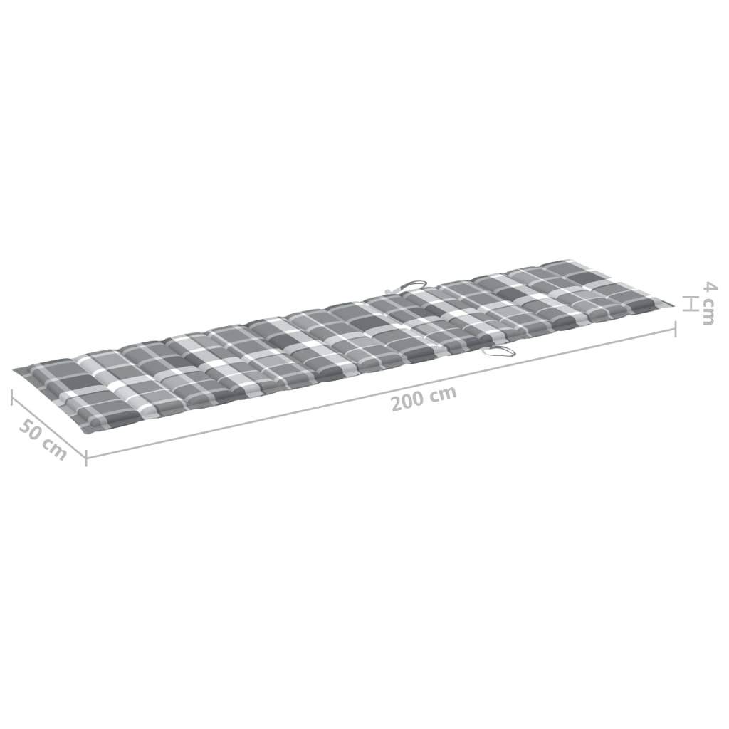 vidaXL Sonnenliegen-Auflage Grau Karomuster 200x50x3 cm Oxford-Gewebe-5