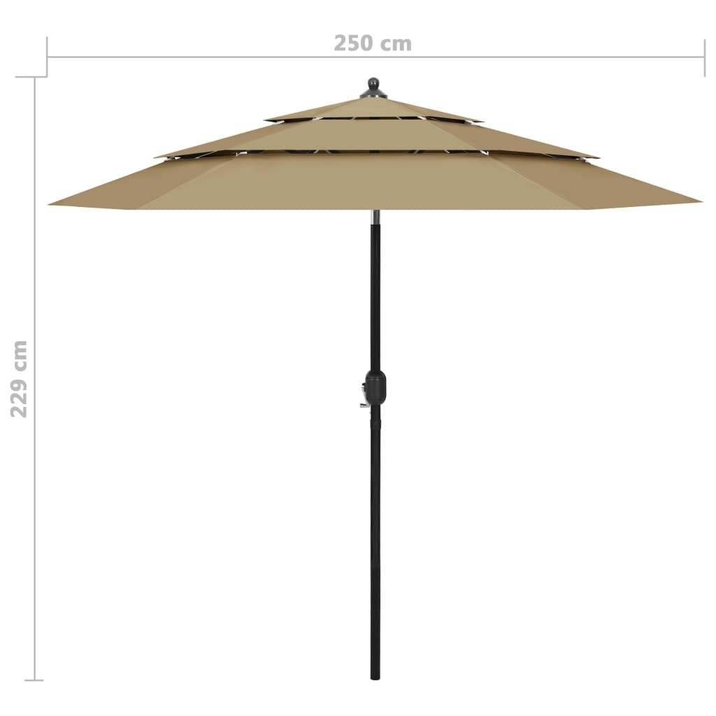 Symbolbild für vidaXL Sonnenschirm mit Aluminium-Mast 3-lagig Taupe 2,5 m