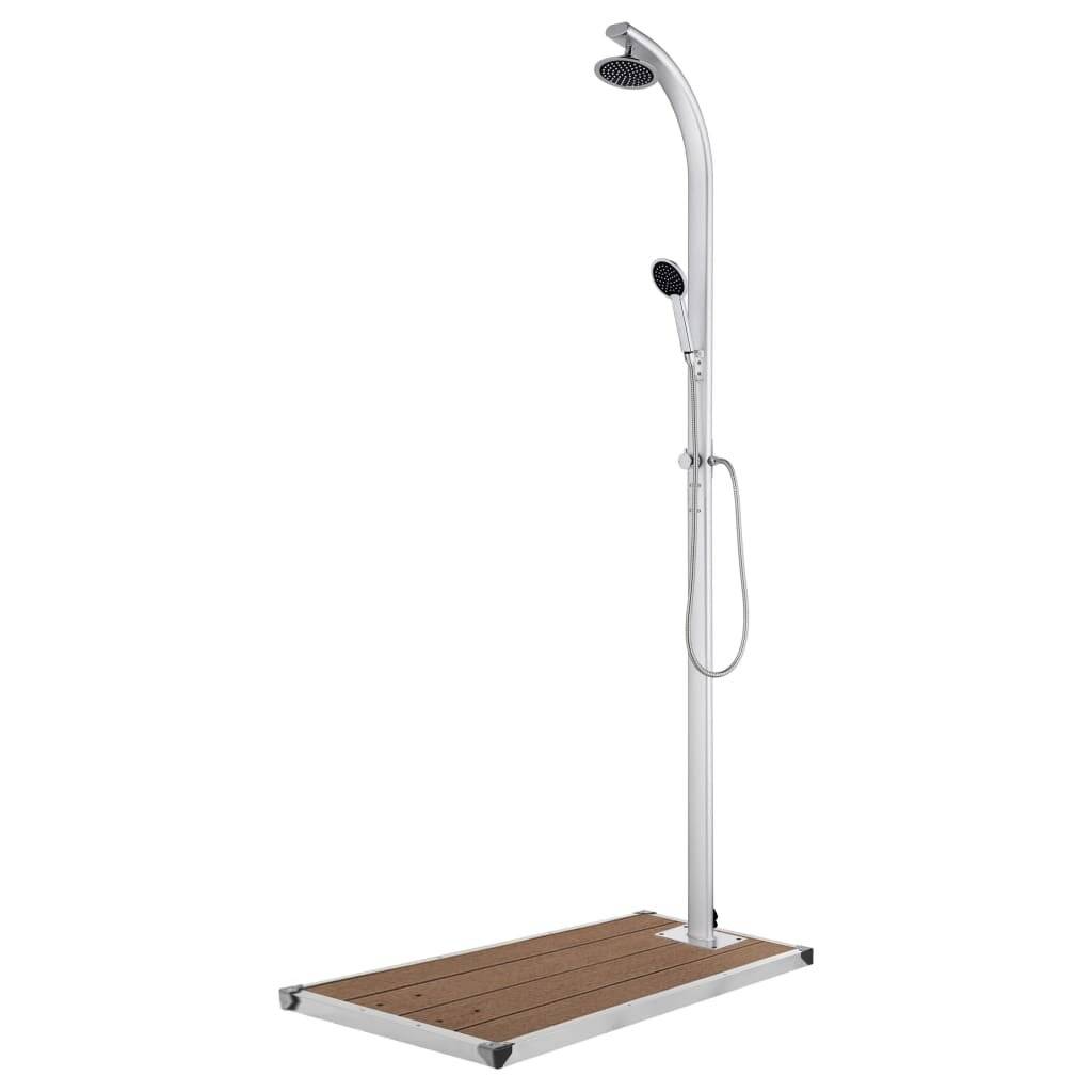 vidaXL Gartendusche mit Brauner Bodenplatte 220 cm Aluminium-5