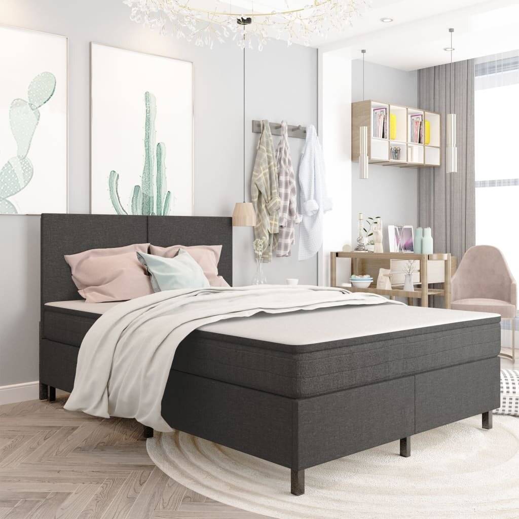 vidaXL Boxspringbett Dunkelgrau Stoff 180x200 cm-5