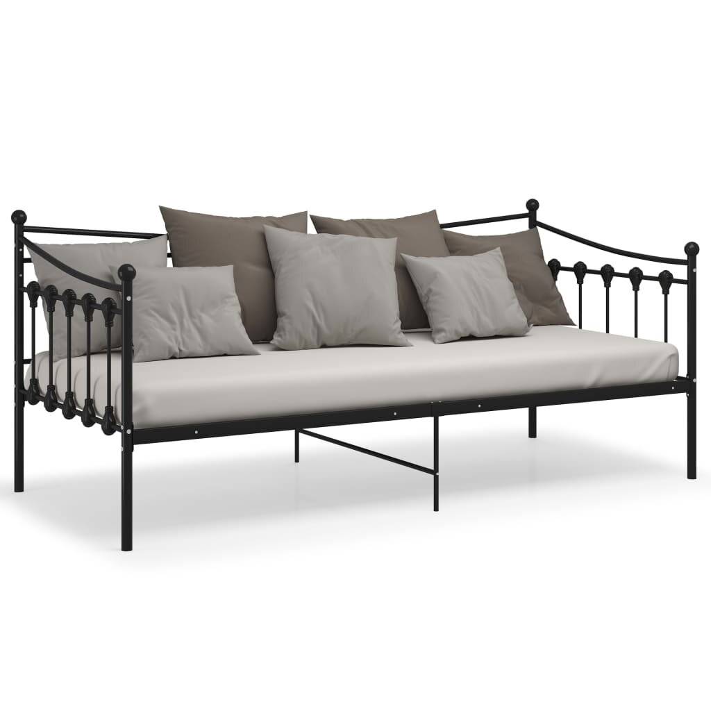 Schlafsofa Bettgestell Schwarz Metall 90x200 cm-2