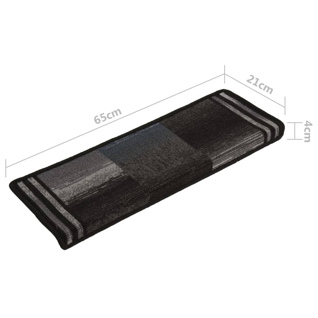 Treppenmatten Selbstklebend 15 Stk. 65x25 cm Schwarz und Grau-5