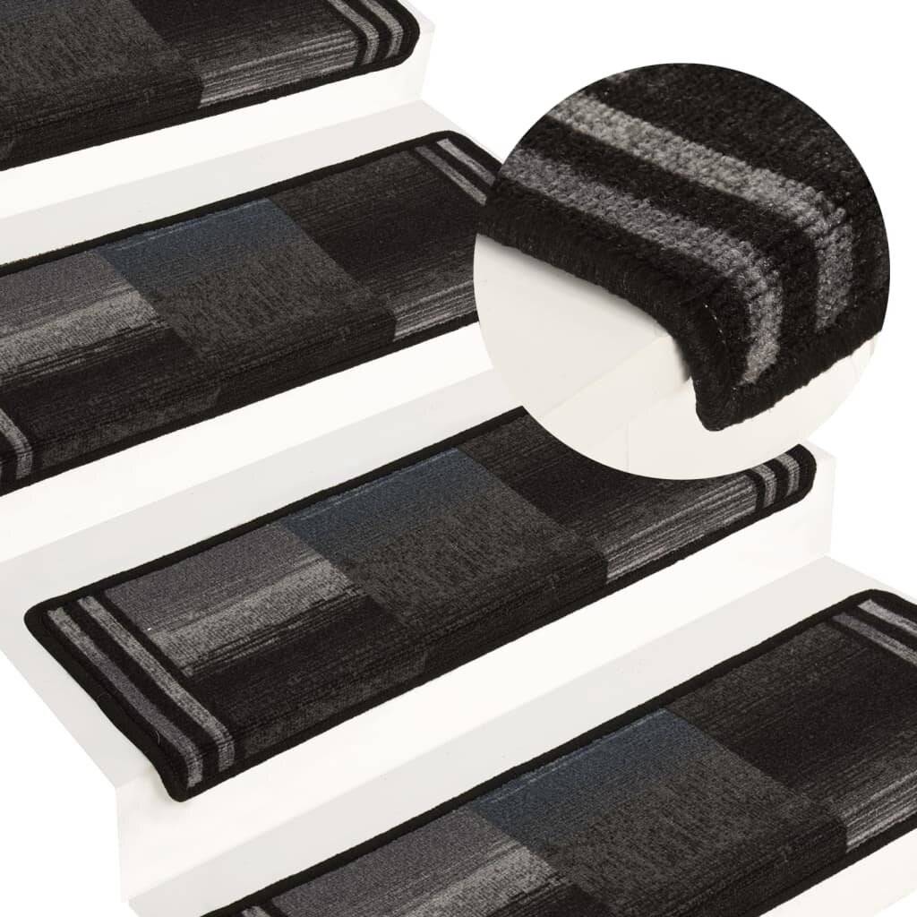 Treppenmatten Selbstklebend 15 Stk. 65x25 cm Schwarz und Grau-0
