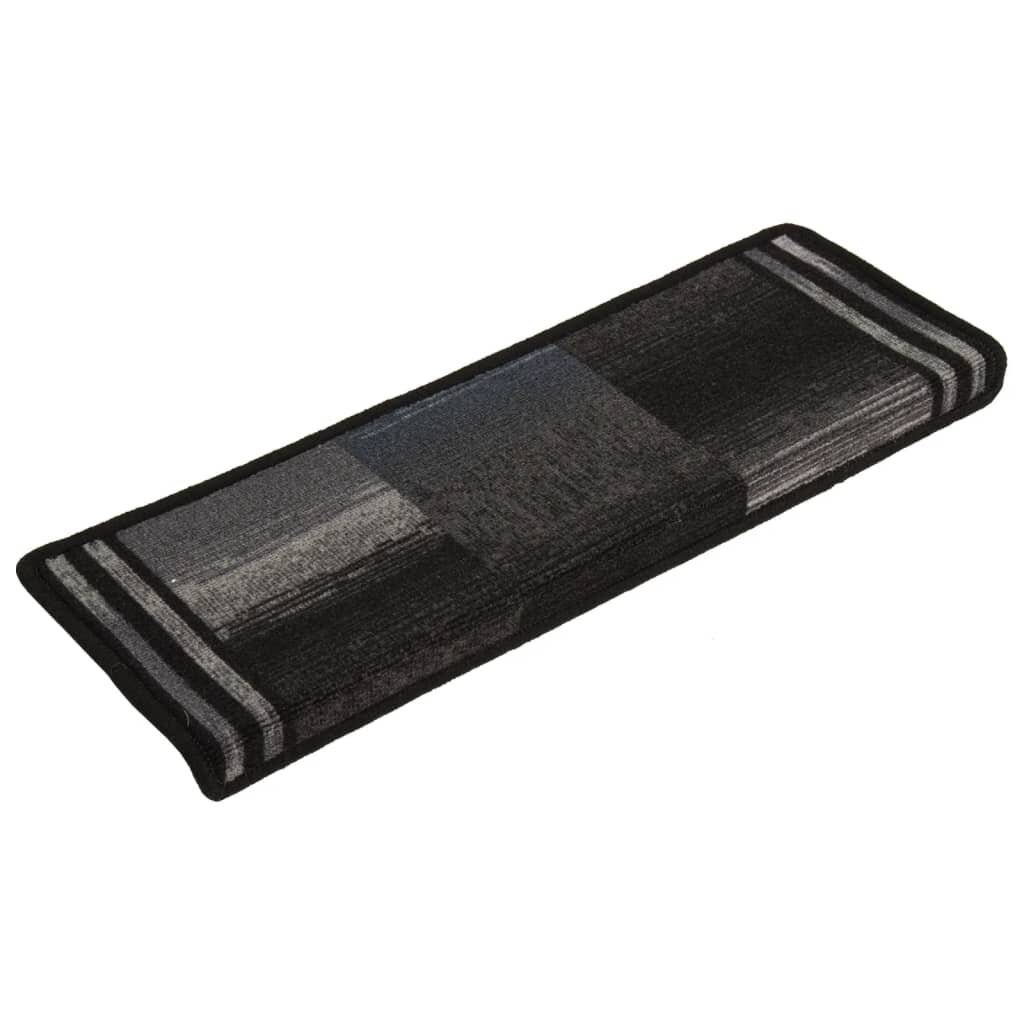 Treppenmatten Selbstklebend 15 Stk. 65x25 cm Schwarz und Grau-1