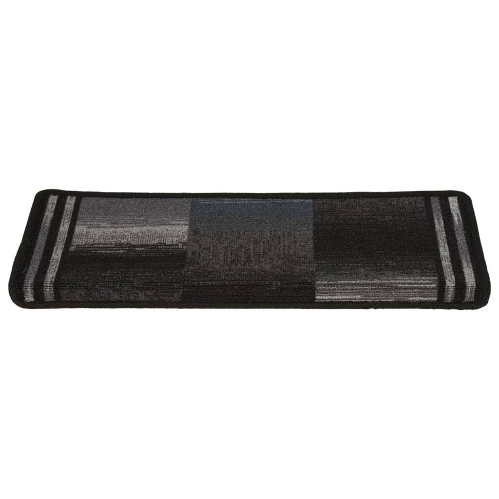 Treppenmatten Selbstklebend 15 Stk. 65x25 cm Schwarz und Grau-2