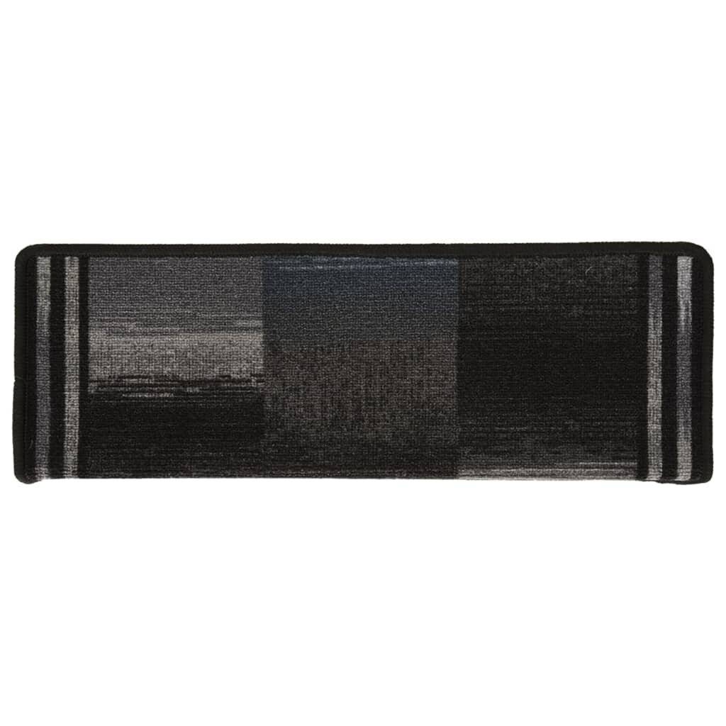 Treppenmatten Selbstklebend 15 Stk. 65x25 cm Schwarz und Grau-3