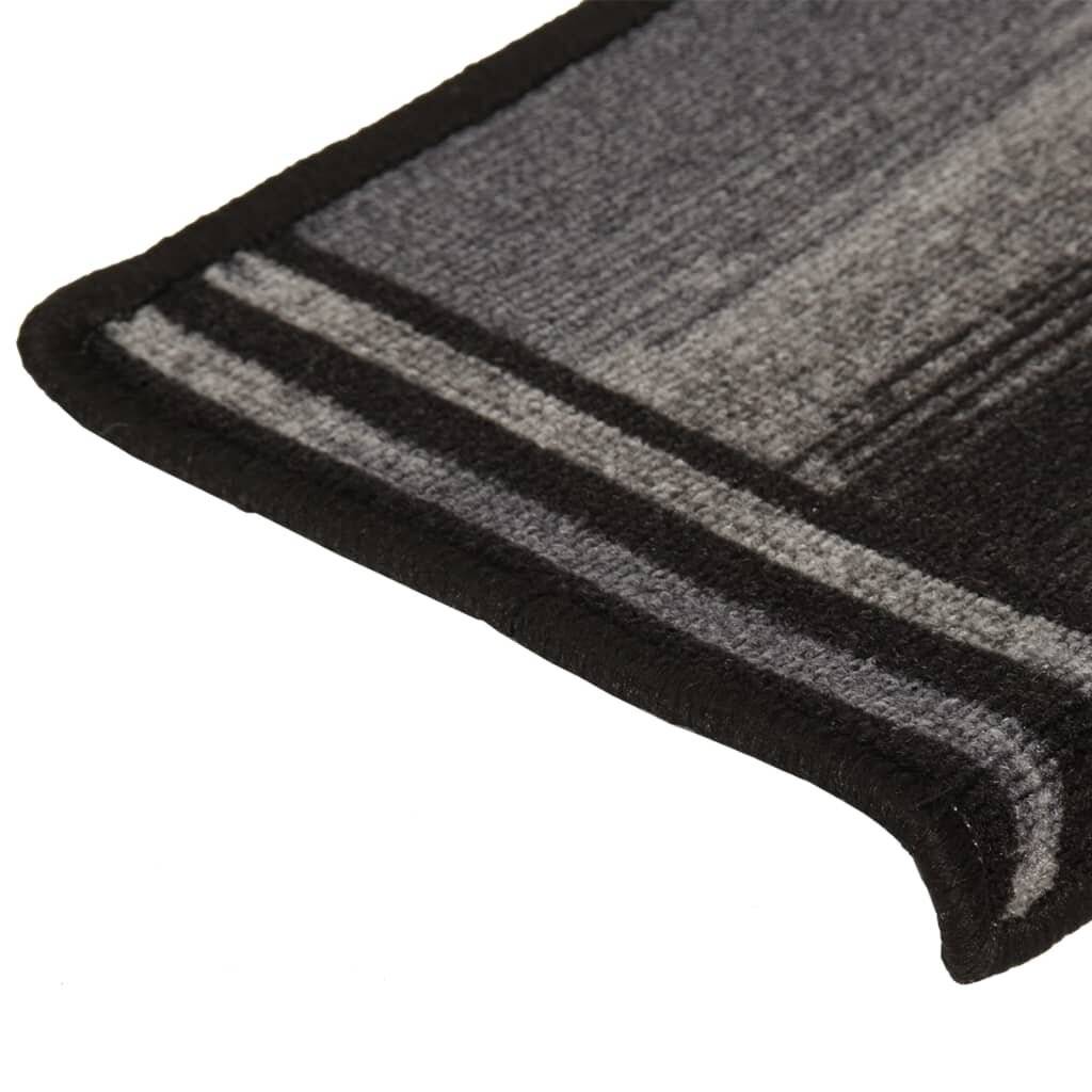 Treppenmatten Selbstklebend 15 Stk. 65x25 cm Schwarz und Grau-4