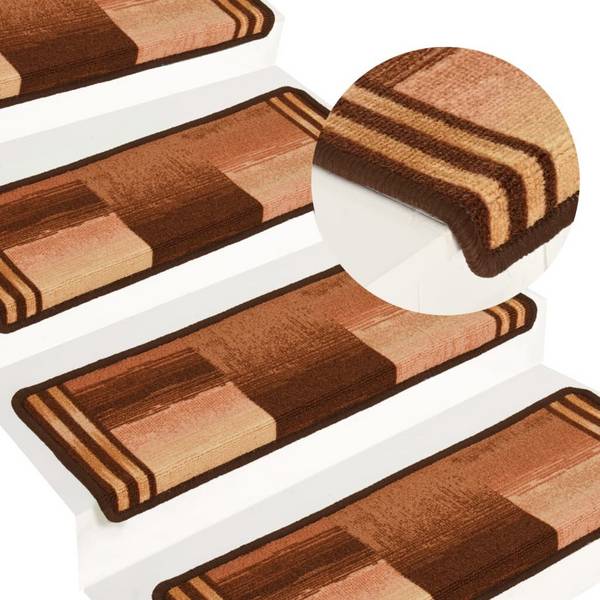 Treppenmatten Selbstklebend 15 Stk. 65x25 cm Braun