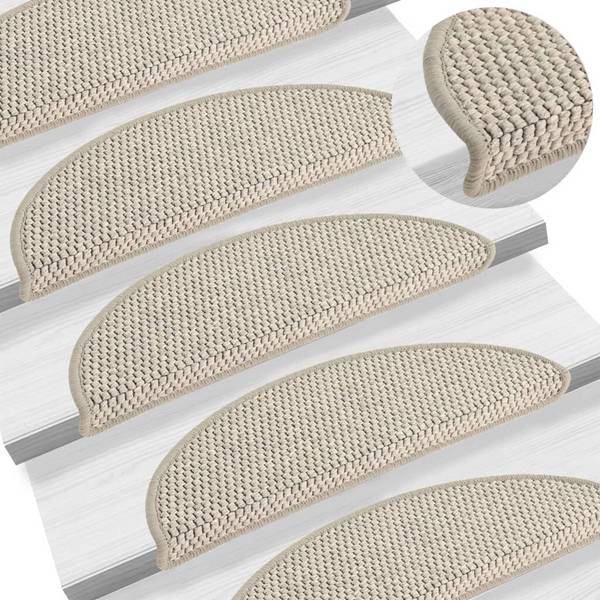 Treppenmatten Selbstklebend Sisal-Optik 15 Stk. 56x20cm Silbern
