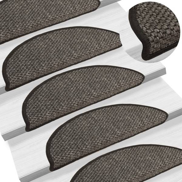 Treppenmatten Selbstklebend Sisal 15 Stk. 56x20 cm Anthrazit