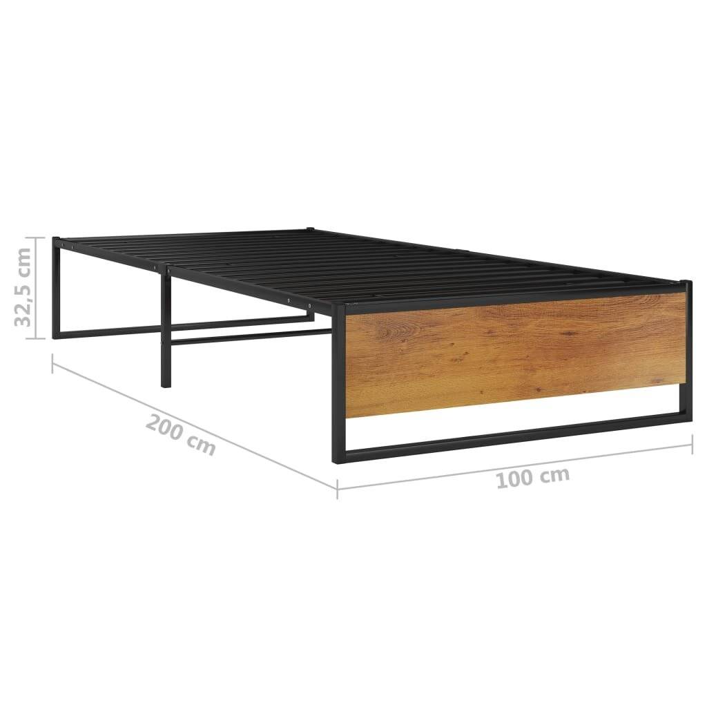 Bettgestell Schwarz Metall 100x200 cm-5