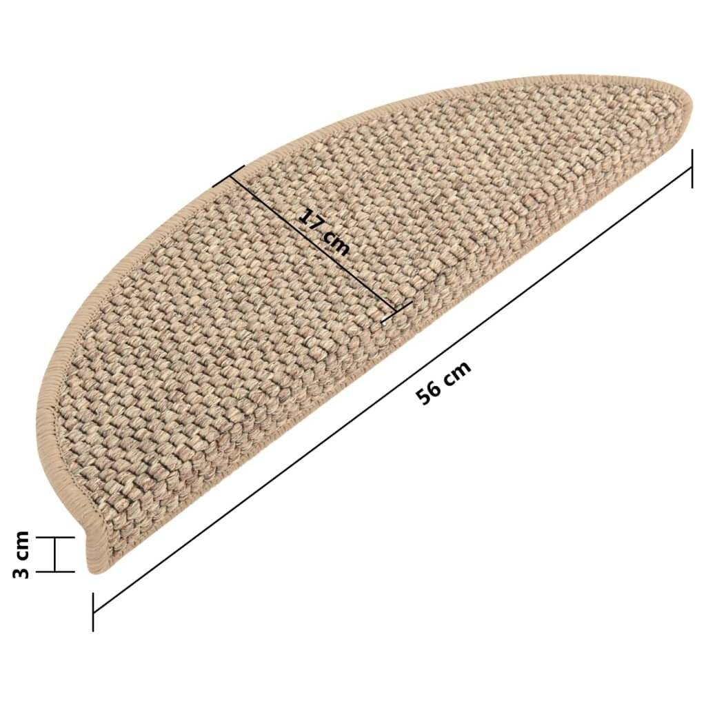 Treppenmatten Selbstklebend Sisal 15 Stk. 56x20 cm Dunkelbeige-6