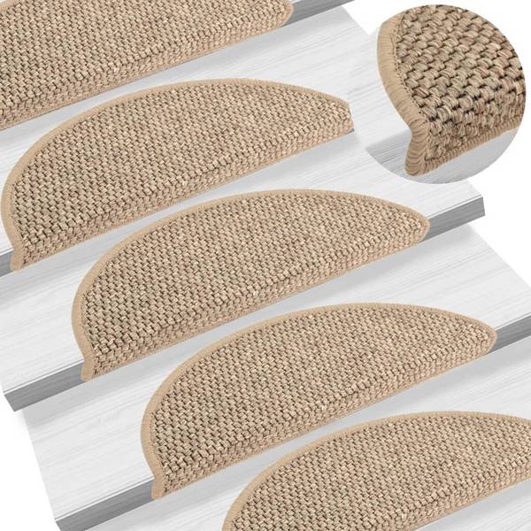 Treppenmatten Selbstklebend Sisal 15 Stk. 56x20 cm Dunkelbeige