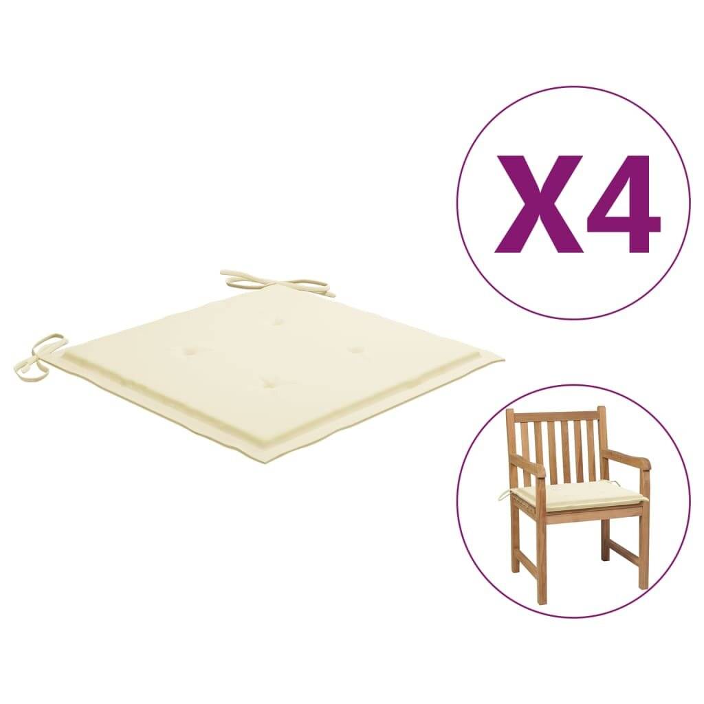 Gartenstuhl-Sitzkissen 4 Stk. Creme 50x50x4 cm Stoff-0