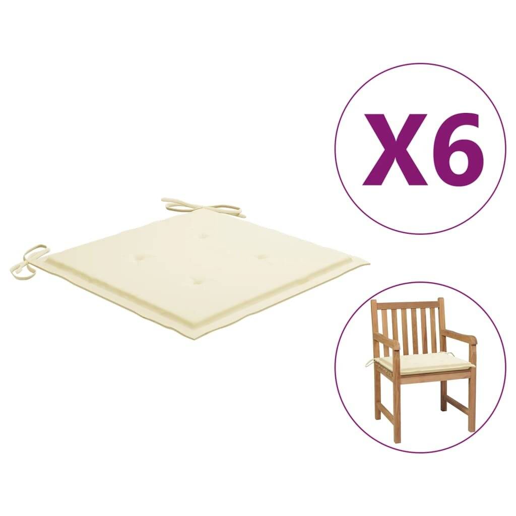 Gartenstuhl-Sitzkissen 6 Stk. Creme 50x50x4 cm Stoff-0