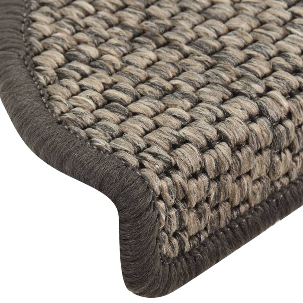 Treppenmatten Selbstklebend Sisal-Optik 15 Stk. 65x25cm Silbern-5