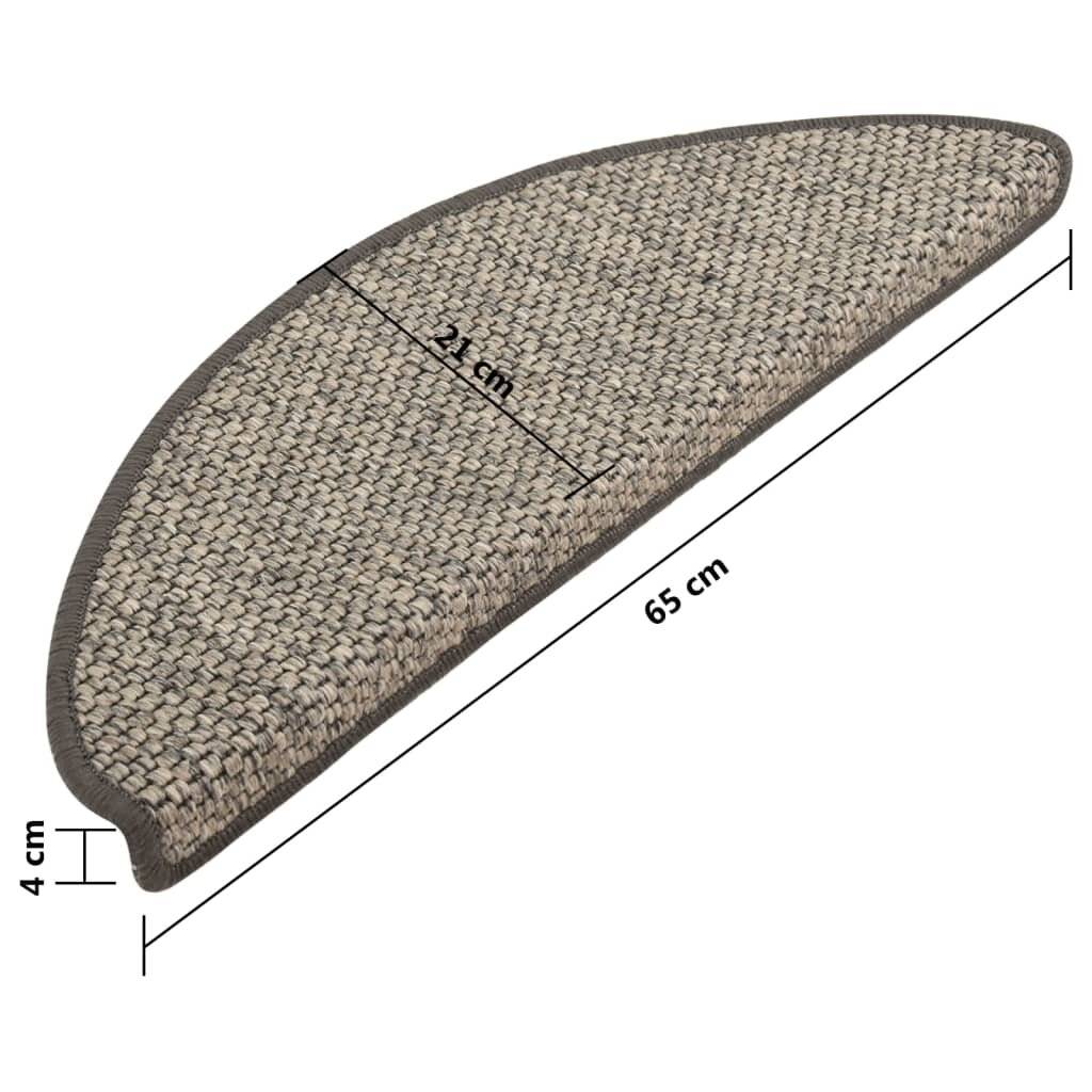 Treppenmatten Selbstklebend Sisal-Optik 15 Stk. 65x25cm Silbern-6