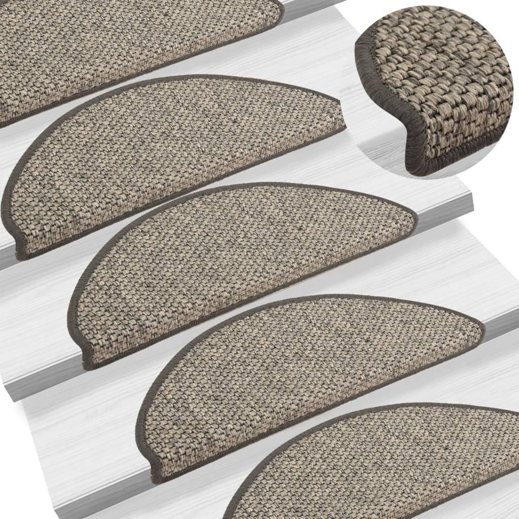 Treppenmatten Selbstklebend Sisal-Optik 15 Stk. 65x25cm Silbern-0