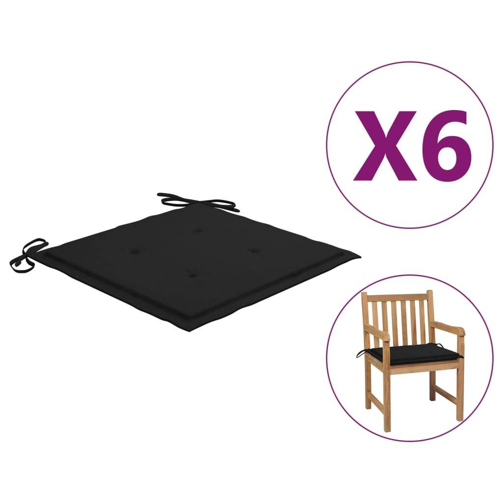 Gartenstuhl-Sitzkissen 6 Stk. Schwarz 50x50x4 cm Stoff-0