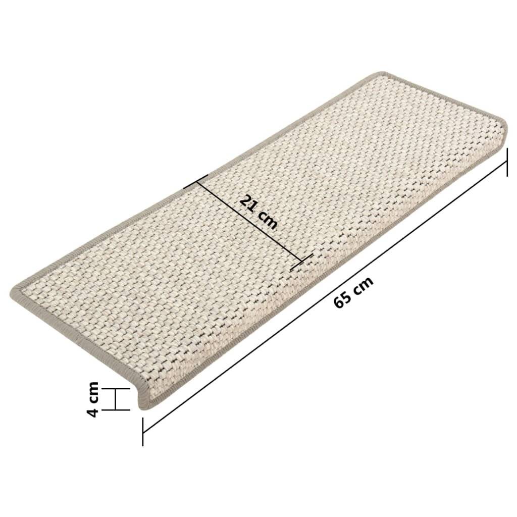 Treppenmatten Selbstklebend Sisal-Optik 15 Stk. 65x25cm Silbern-6